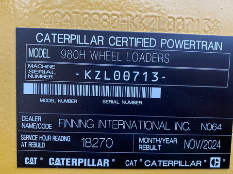 2012 Caterpillar 980H Wheel Loader