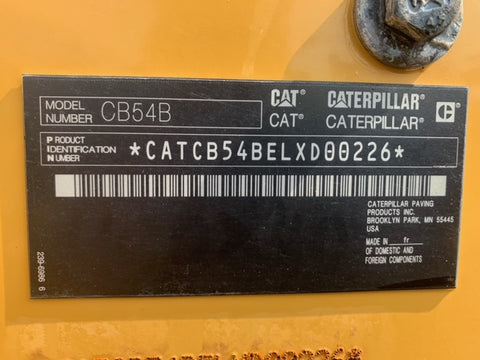 2014 Caterpillar CB54B Vibratory Double Drum Asphalt Compactor