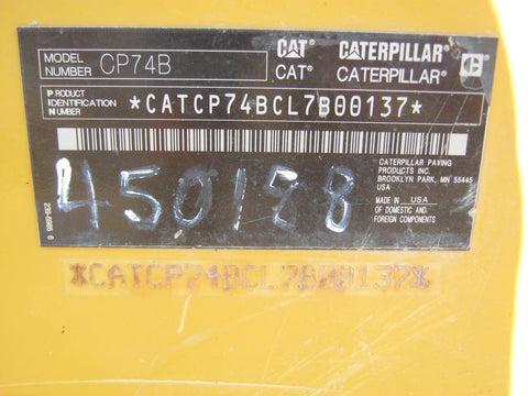 2015 Caterpillar CP74B Vibratory Single Drum Pad Compactor